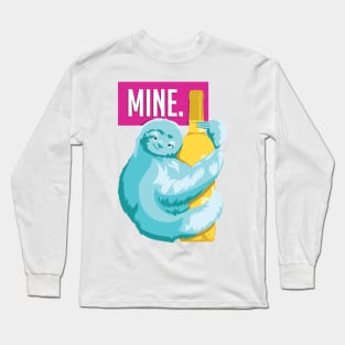 Wine Sloth Hug "Mine" Colorful Long Sleeve T-Shirt